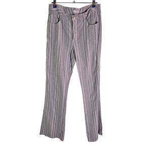 Heine Y2K German / European Versatile Grey Striped High Rise Pants Size 10 TALL